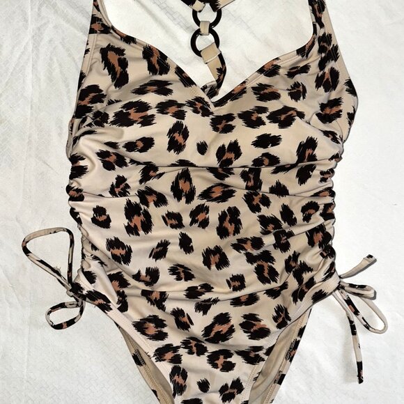 KONA Sol Leopard Print One Piece Swimsuit Size M • Animal Bathing Suit- A168 - Picture 3 of 7